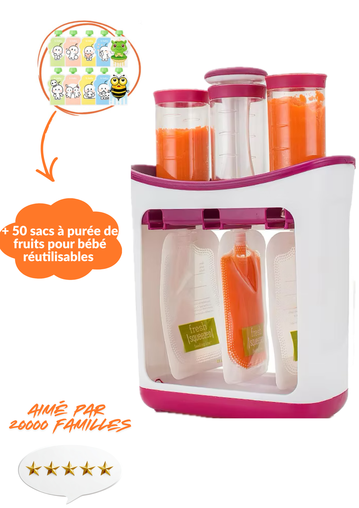 Préparateur de gourdes maison – Des repas frais pour bébé en quelques secondes