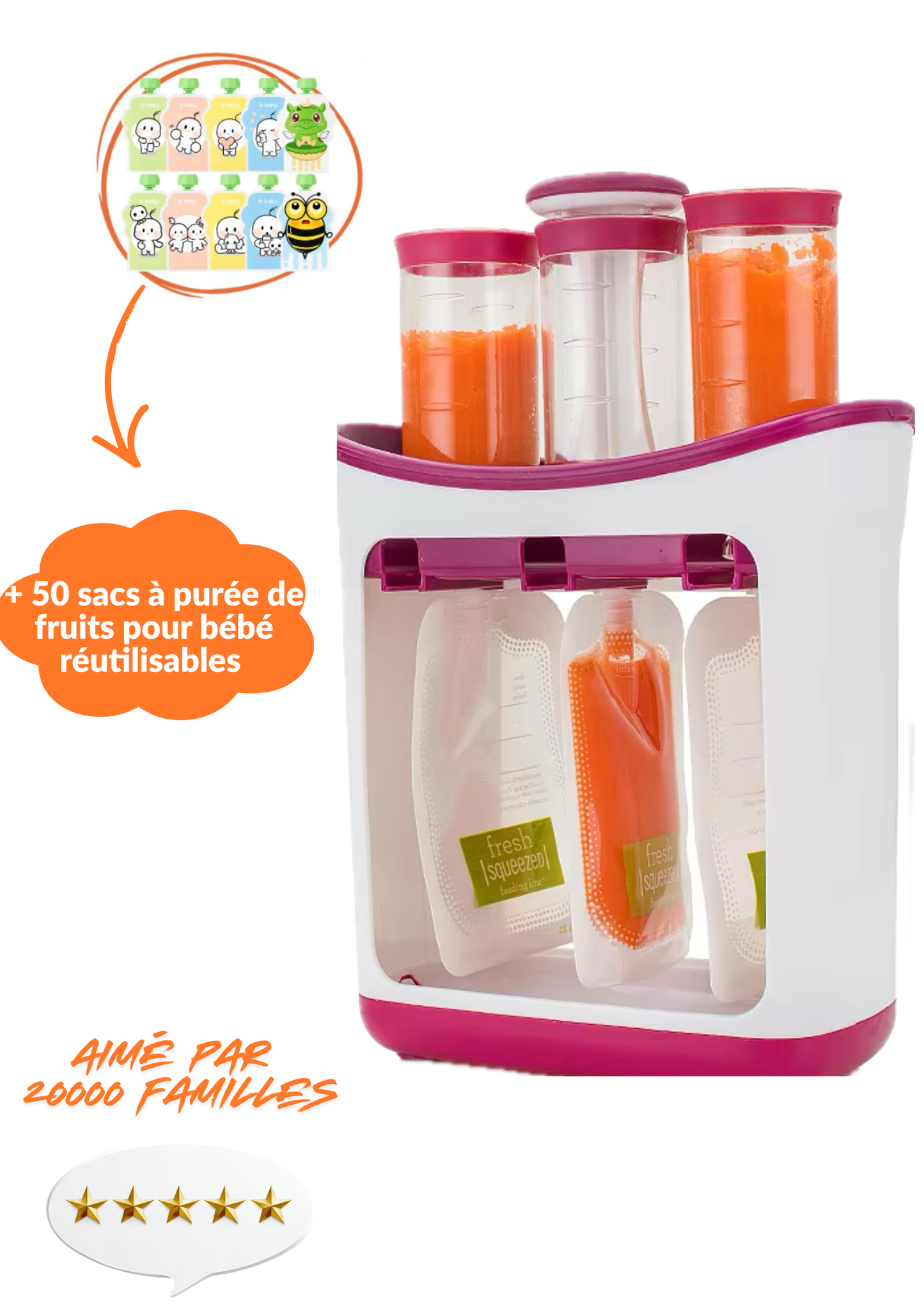 Préparateur de gourdes maison – Des repas frais pour bébé en quelques secondes